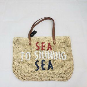 NWT INC Tropical Straw Tote Multi Design Large Sea